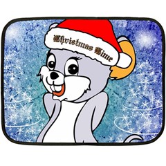 Funny Cute Christmas Mouse With Christmas Tree And Snowflakses Double Sided Fleece Blanket (mini) 