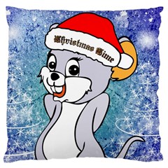 Funny Cute Christmas Mouse With Christmas Tree And Snowflakses Large Cushion Cases (two Sides) 