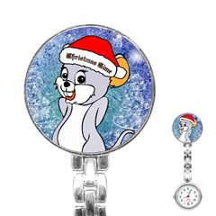 Funny Cute Christmas Mouse With Christmas Tree And Snowflakses Stainless Steel Nurses Watches by FantasyWorld7