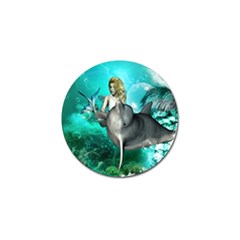 Beautiful Mermaid With  Dolphin With Bubbles And Water Splash Golf Ball Marker (4 Pack) by FantasyWorld7