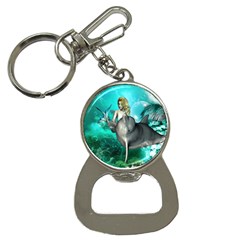 Beautiful Mermaid With  Dolphin With Bubbles And Water Splash Bottle Opener Key Chains