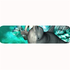 Beautiful Mermaid With  Dolphin With Bubbles And Water Splash Large Bar Mats