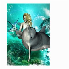 Beautiful Mermaid With  Dolphin With Bubbles And Water Splash Small Garden Flag (two Sides)