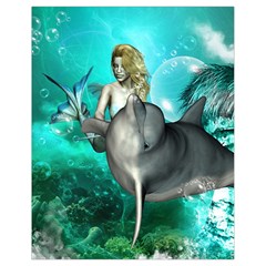 Beautiful Mermaid With  Dolphin With Bubbles And Water Splash Drawstring Bag (small) by FantasyWorld7