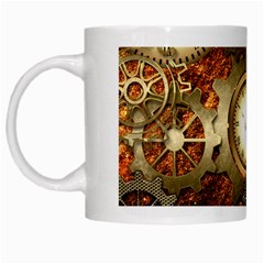 Steampunk, Wonderful Steampunk Design With Clocks And Gears In Golden Desing White Mugs by FantasyWorld7