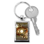 Steampunk, Wonderful Steampunk Design With Clocks And Gears In Golden Desing Key Chains (Rectangle)  Front