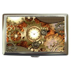 Steampunk, Wonderful Steampunk Design With Clocks And Gears In Golden Desing Cigarette Money Cases by FantasyWorld7