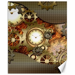 Steampunk, Wonderful Steampunk Design With Clocks And Gears In Golden Desing Canvas 16  X 20  