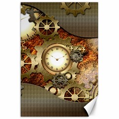 Steampunk, Wonderful Steampunk Design With Clocks And Gears In Golden Desing Canvas 20  X 30  