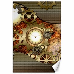 Steampunk, Wonderful Steampunk Design With Clocks And Gears In Golden Desing Canvas 24  X 36 