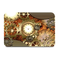 Steampunk, Wonderful Steampunk Design With Clocks And Gears In Golden Desing Plate Mats by FantasyWorld7