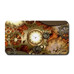 Steampunk, Wonderful Steampunk Design With Clocks And Gears In Golden Desing Medium Bar Mats