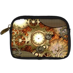 Steampunk, Wonderful Steampunk Design With Clocks And Gears In Golden Desing Digital Camera Cases by FantasyWorld7