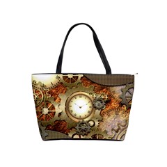 Steampunk, Wonderful Steampunk Design With Clocks And Gears In Golden Desing Shoulder Handbags by FantasyWorld7