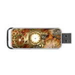 Steampunk, Wonderful Steampunk Design With Clocks And Gears In Golden Desing Portable USB Flash (One Side) Front