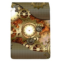 Steampunk, Wonderful Steampunk Design With Clocks And Gears In Golden Desing Flap Covers (l) 