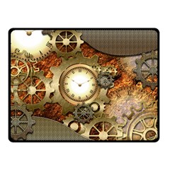 Steampunk, Wonderful Steampunk Design With Clocks And Gears In Golden Desing Double Sided Fleece Blanket (small) 