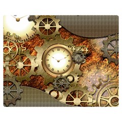 Steampunk, Wonderful Steampunk Design With Clocks And Gears In Golden Desing Double Sided Flano Blanket (medium) 