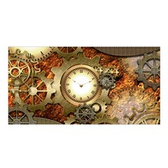 Steampunk, Wonderful Steampunk Design With Clocks And Gears In Golden Desing Satin Shawl by FantasyWorld7