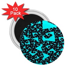 Teal On Black Funky Fractal 2 25  Magnets (10 Pack)  by KirstenStar