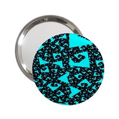 Teal On Black Funky Fractal 2 25  Handbag Mirrors by KirstenStar