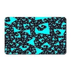 Teal On Black Funky Fractal Magnet (rectangular)