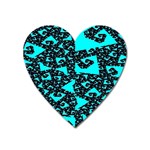 Teal on Black Funky Fractal Heart Magnet Front