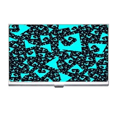 Teal On Black Funky Fractal Business Card Holders