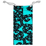 Teal on Black Funky Fractal Jewelry Bags Back