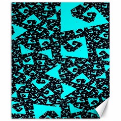 Teal On Black Funky Fractal Canvas 8  X 10 