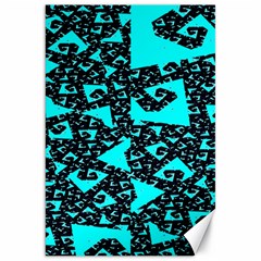 Teal On Black Funky Fractal Canvas 20  X 30  