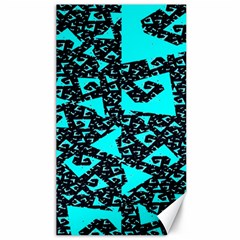 Teal On Black Funky Fractal Canvas 40  X 72  