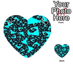 Teal On Black Funky Fractal Playing Cards 54 (heart) 