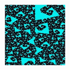 Teal On Black Funky Fractal Medium Glasses Cloth