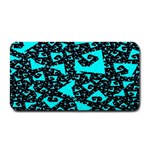 Teal on Black Funky Fractal Medium Bar Mats 16 x8.5  Bar Mat