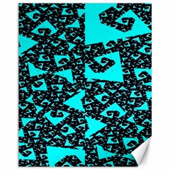 Teal On Black Funky Fractal Canvas 11  X 14  