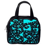 Teal on Black Funky Fractal Classic Handbags (One Side) Front