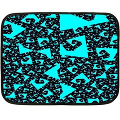 Teal On Black Funky Fractal Fleece Blanket (mini)