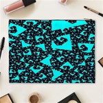 Teal on Black Funky Fractal Cosmetic Bag (XL) Back