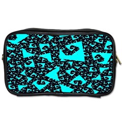 Teal On Black Funky Fractal Toiletries Bags 2-side