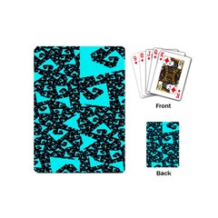 Teal On Black Funky Fractal Playing Cards (mini) 