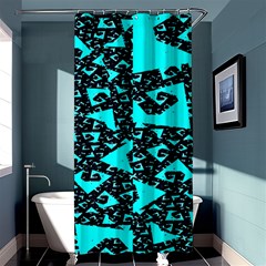 Teal On Black Funky Fractal Shower Curtain 36  X 72  (stall)  by KirstenStar