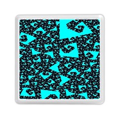 Teal On Black Funky Fractal Memory Card Reader (square) 