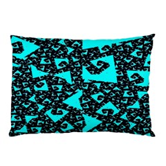 Teal On Black Funky Fractal Pillow Cases (two Sides)