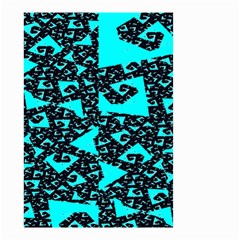 Teal On Black Funky Fractal Small Garden Flag (two Sides) by KirstenStar