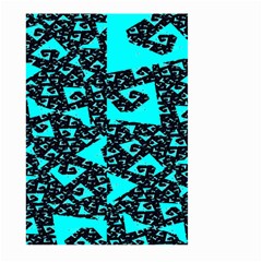 Teal On Black Funky Fractal Large Garden Flag (two Sides)