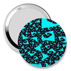 Teal On Black Funky Fractal 3  Handbag Mirrors by KirstenStar