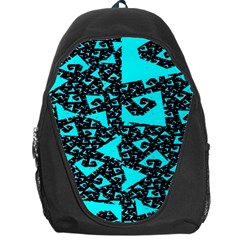 Teal On Black Funky Fractal Backpack Bag by KirstenStar