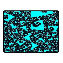 Teal On Black Funky Fractal Double Sided Fleece Blanket (small) 