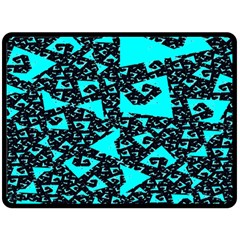 Teal On Black Funky Fractal Double Sided Fleece Blanket (large) 